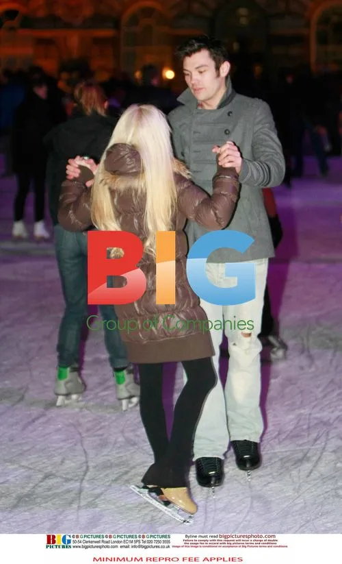 Sam Attwater and Brianne Delcourt practicing for Dancing On Ice