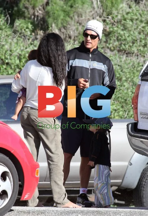 Matthew McConaughey and family on Malibu beach