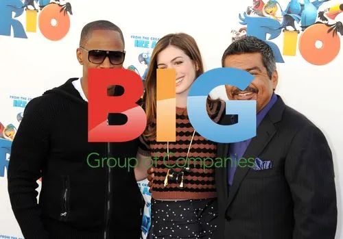 Jamie Foxx, Anne Hathaway and George Lopez attend "RIO" press event