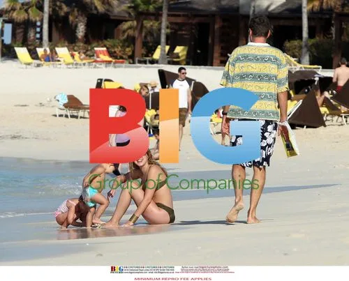 Charlotte Church and family at Caribbean beach