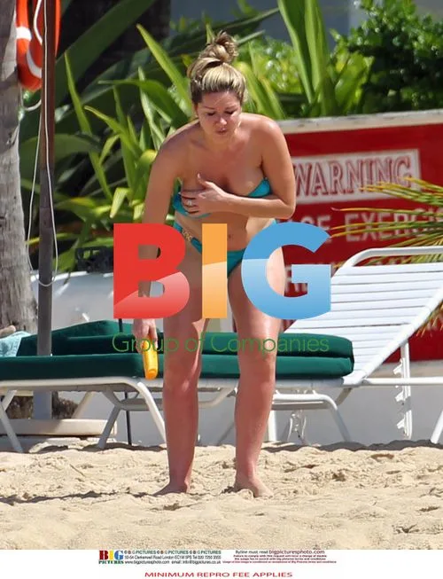 Claire Sweeney in Turquoise Bikini on Caribbean Beach