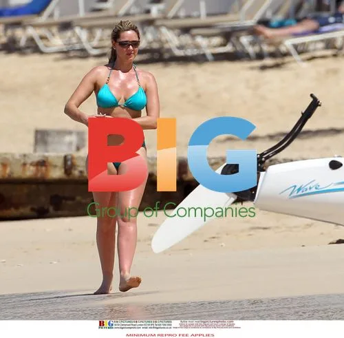 Claire Sweeney in Turquoise Bikini on Caribbean Beach