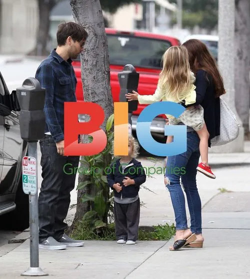 Tobey Maguire and family out for a walk