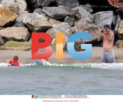 David Beckham with Sons at the Beach