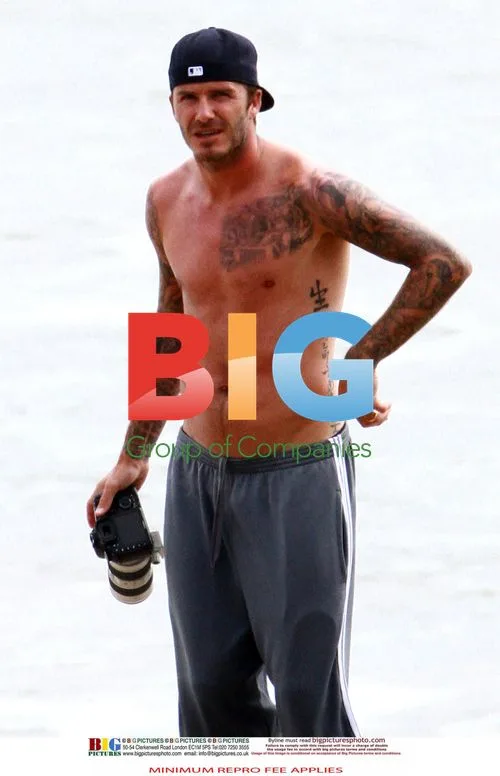 David Beckham with sons at beach