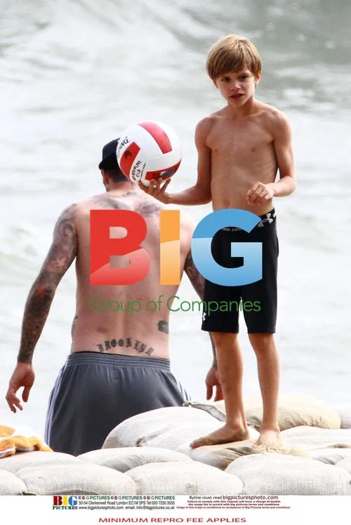David Beckham with Sons at Beach