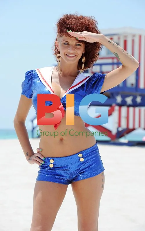 Adult film star Joslyn James in patriotic bikini