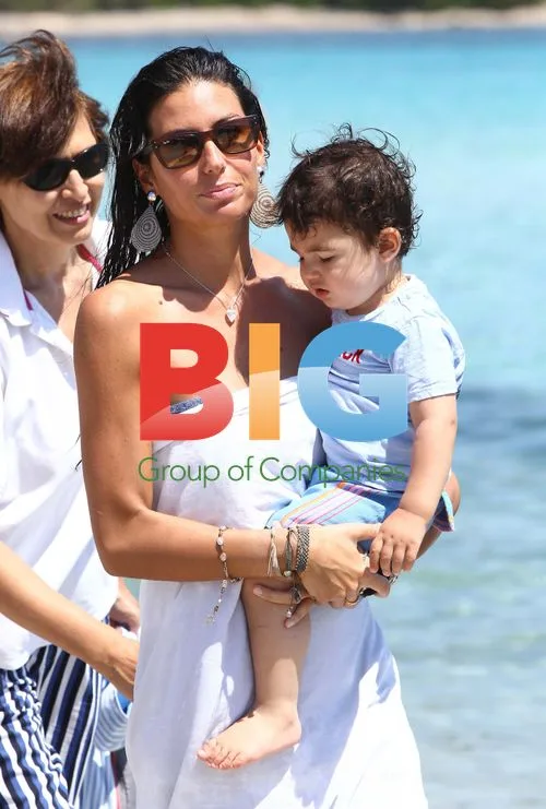 Elisabetta Gregoraci and Son at Beach