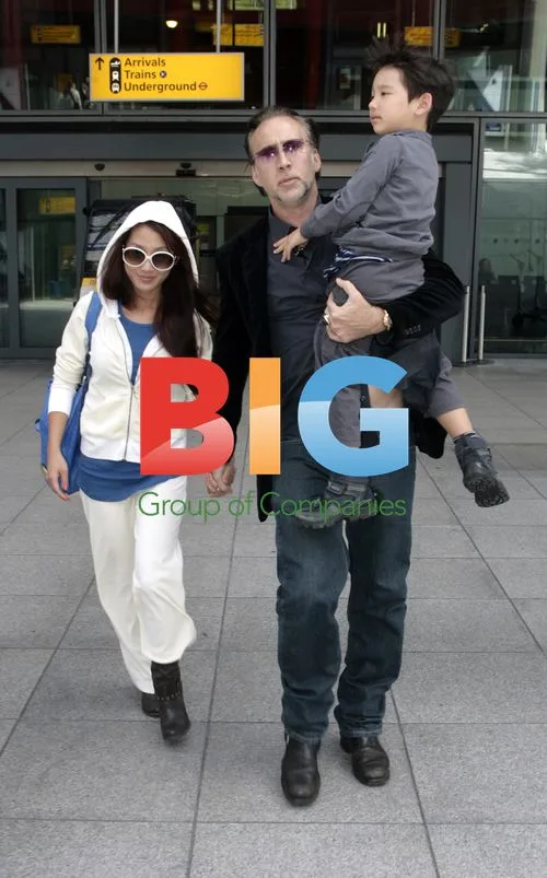 Nicholas Cage with Family at Heathrow Airport