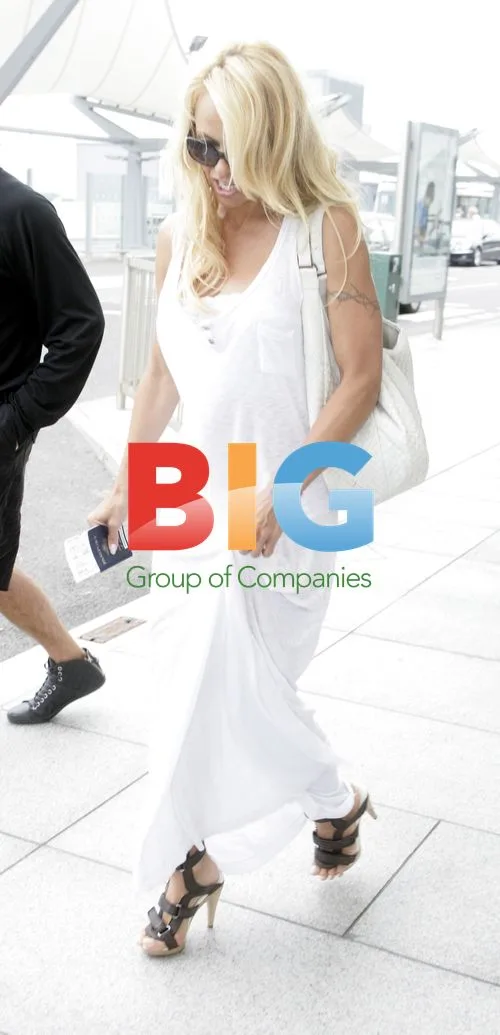 Pamela Anderson Arrives at Heathrow