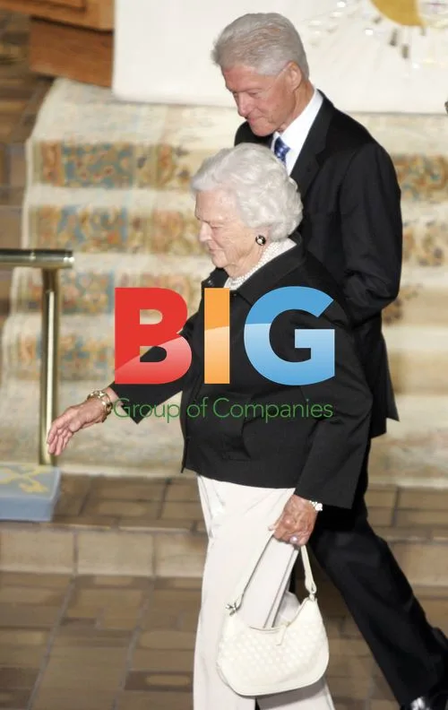Barbara Bush and Bill Clinton at Betty Ford's funeral