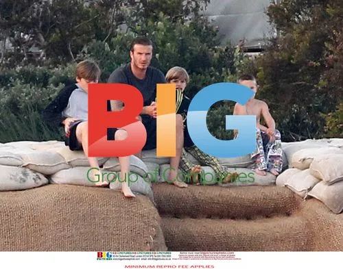 David Beckham with sons at beach in LA