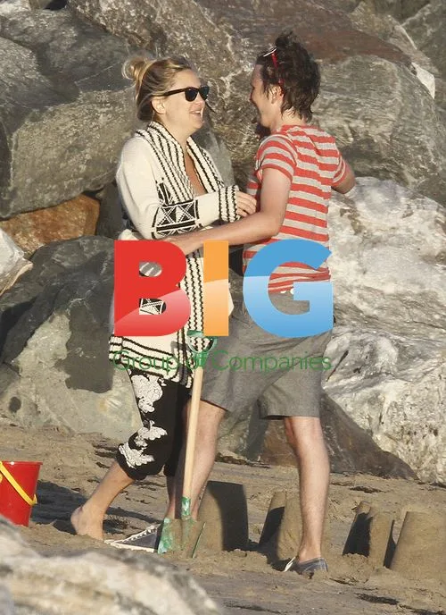 Kate Hudson and family at beach in Malibu
