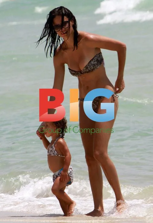 Adriana Lima With Daughter Valentina at Beach