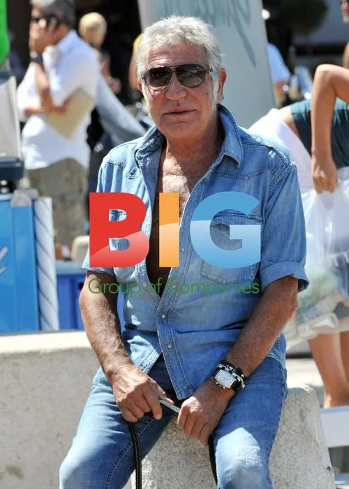 Roberto Cavalli Walks Dog in Saint-Tropez