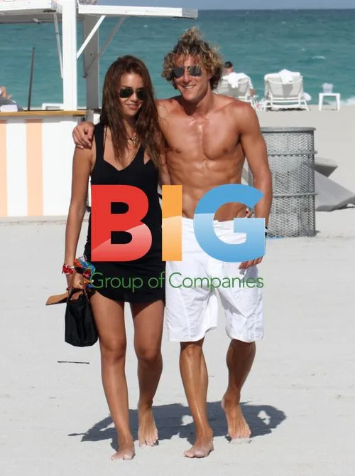 Diego Forlan and Zaira Nara at Miami Beach