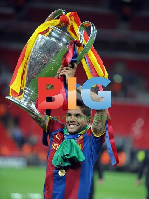 Daniel Alves Celebrates Champions League Win