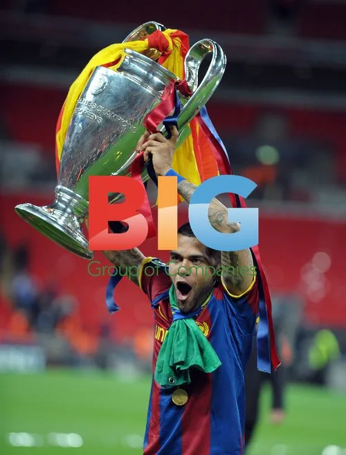 Daniel Alves Celebrates European Cup 2010/11
