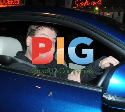 James Corden Driving Jaguar in Soho