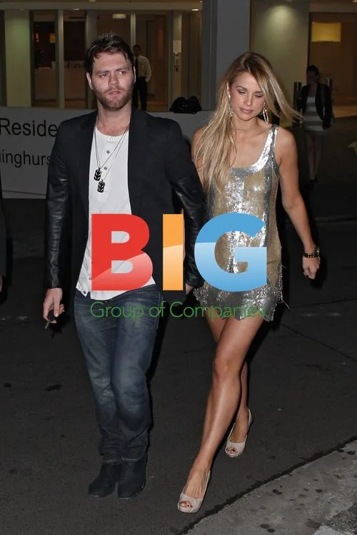 Brian McFadden and Vogue Williams leaving birthday party