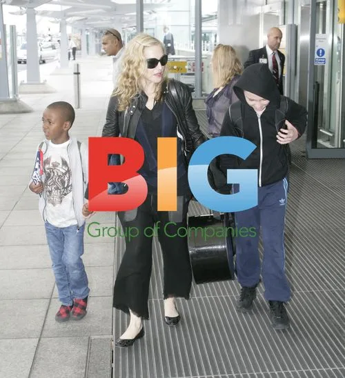 Madonna and Son David Banda at Heathrow