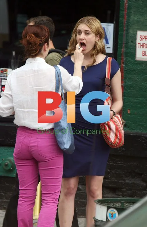 Zoe Lister Jones and Greta Gerwig on set of Lola Versus