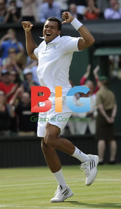 Tsonga Celebrates Wimbledon Victory