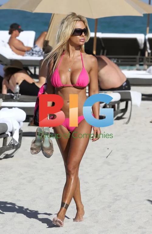 Shauna Sands in Pink Bikini on Miami Beach