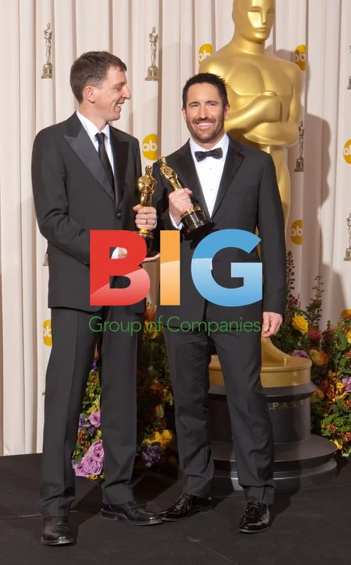Trent Reznor and Atticus Ross backstage at Oscars