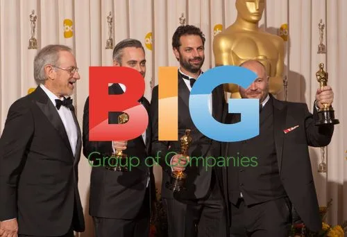 Spielberg with Oscar winners for "The King's Speech"