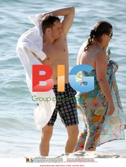 Michael Buble and Fiancee on Beach