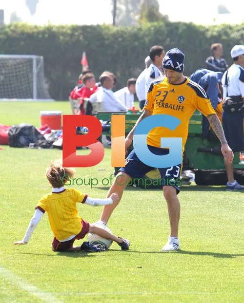 David Beckham at LA Galaxy Training with Sons