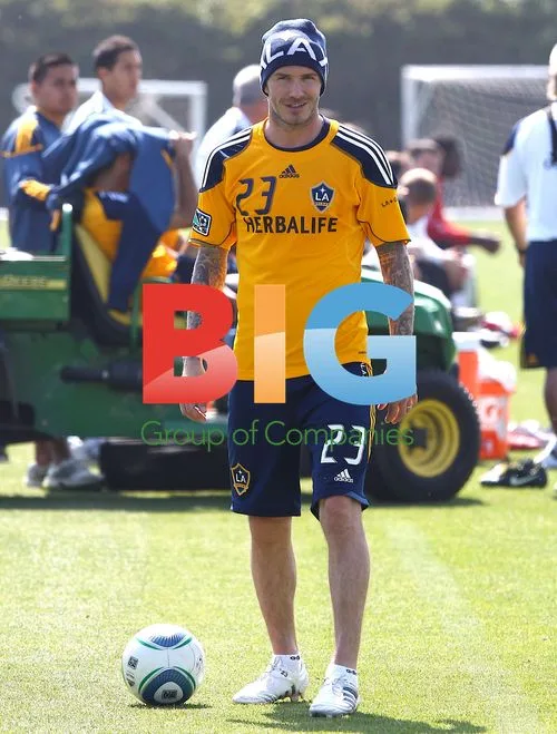 David Beckham with sons at LA Galaxy training