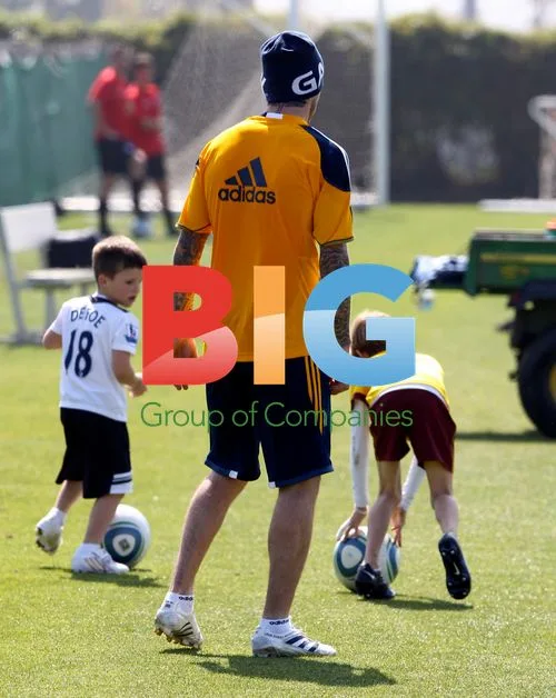 David Beckham with Sons at Galaxy Training