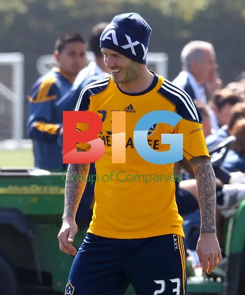 David Beckham with sons at LA Galaxy training
