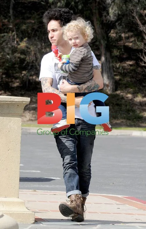 Pete Wentz with son Bronx at park