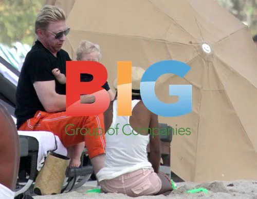 Boris Becker and son Amadeus playing on Miami beach