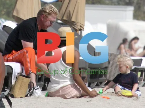 Boris Becker and son Amadeus at Miami beach