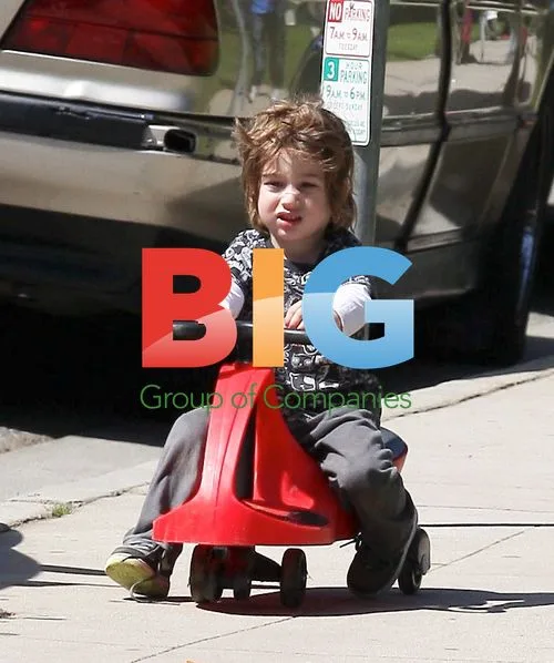 Jordan Bratman and son Max out for walk