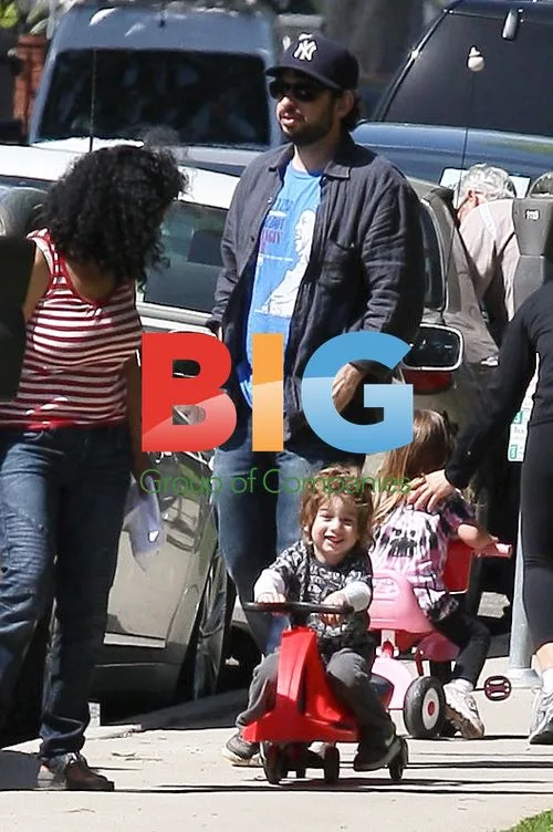 Jordan Bratman Takes Son Max for Walk