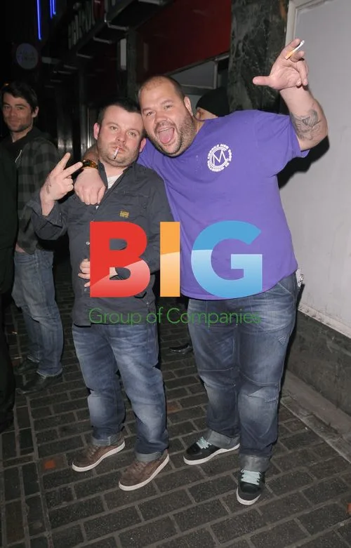 Pancho from Dirty Sanchez outside The Box Club