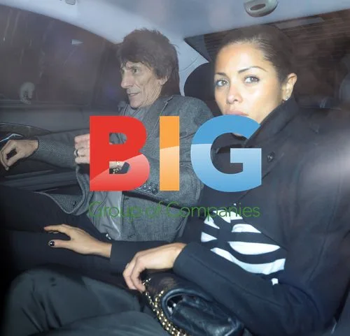 Ronnie Wood and girlfriend Ana leaving The Ivy Club