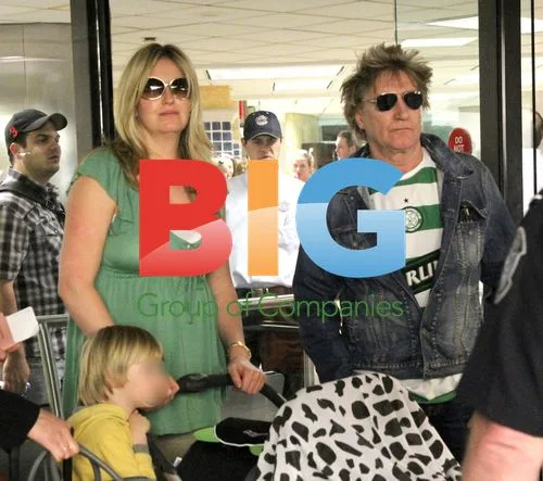 Rod Stewart and Family Arrive at Miami Airport