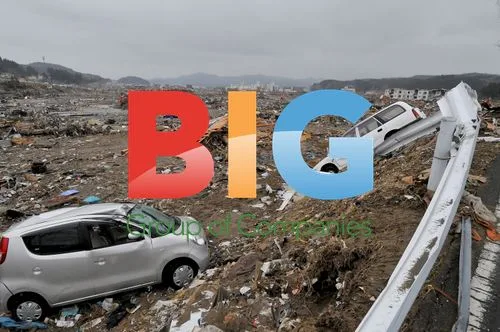 Destruction in Sendai after Earthquake and Tsunami