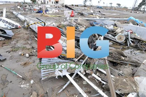 Destruction in Sendai, Japan after Earthquake