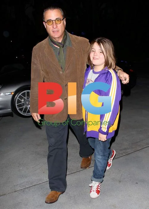 Andy Garcia and son attend LA Lakers game
