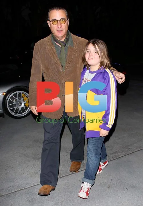 Andy Garcia and son attend Lakers game