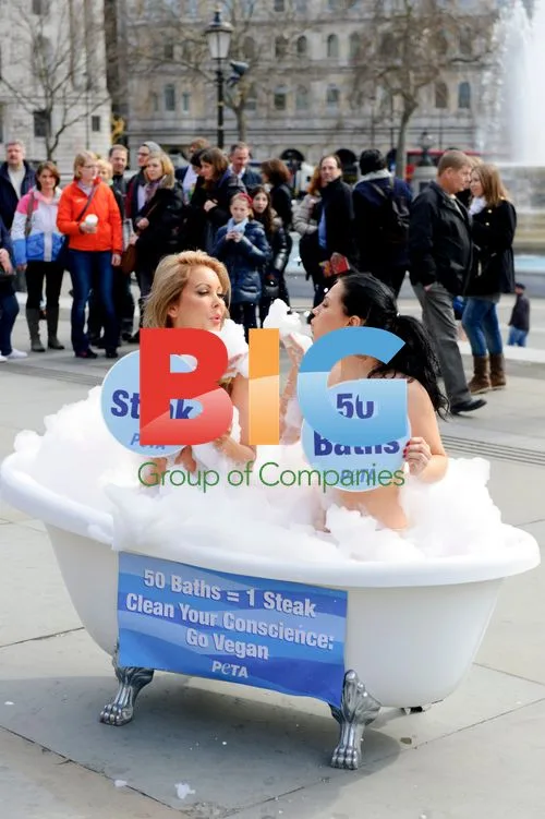 Playboy models pose in Trafalgar Square