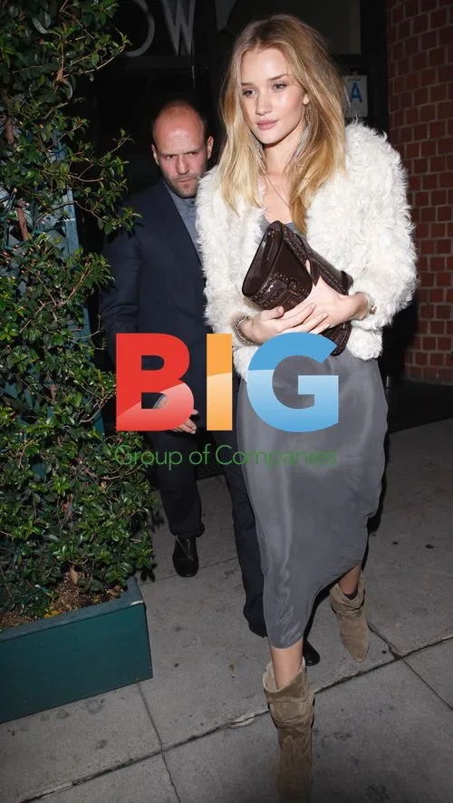 Jason Statham and Rosie Huntington-Whiteley Leaving Mr. Chow's