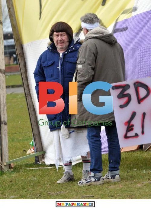Gregor Fisher and Tony Roper filming 'Rab C Nesbit'